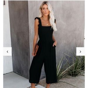 Ruffle Sleeve Tie Back Vici Jumpsuit Black Small